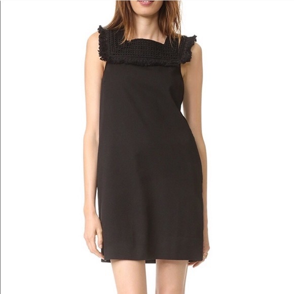 Madewell Black Cotton Sundream Embroidered Knit Fringe Pocket Dress Size 2 - Picture 1 of 7